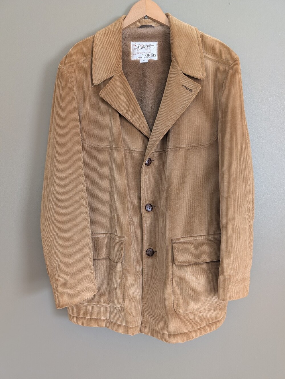 Vintage Corduroy Lined Coat Size 46L